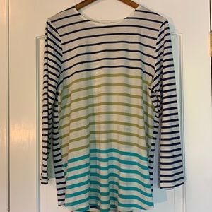 J. Jill striped shirt blue, green and turquoise stripes Size XL Petite